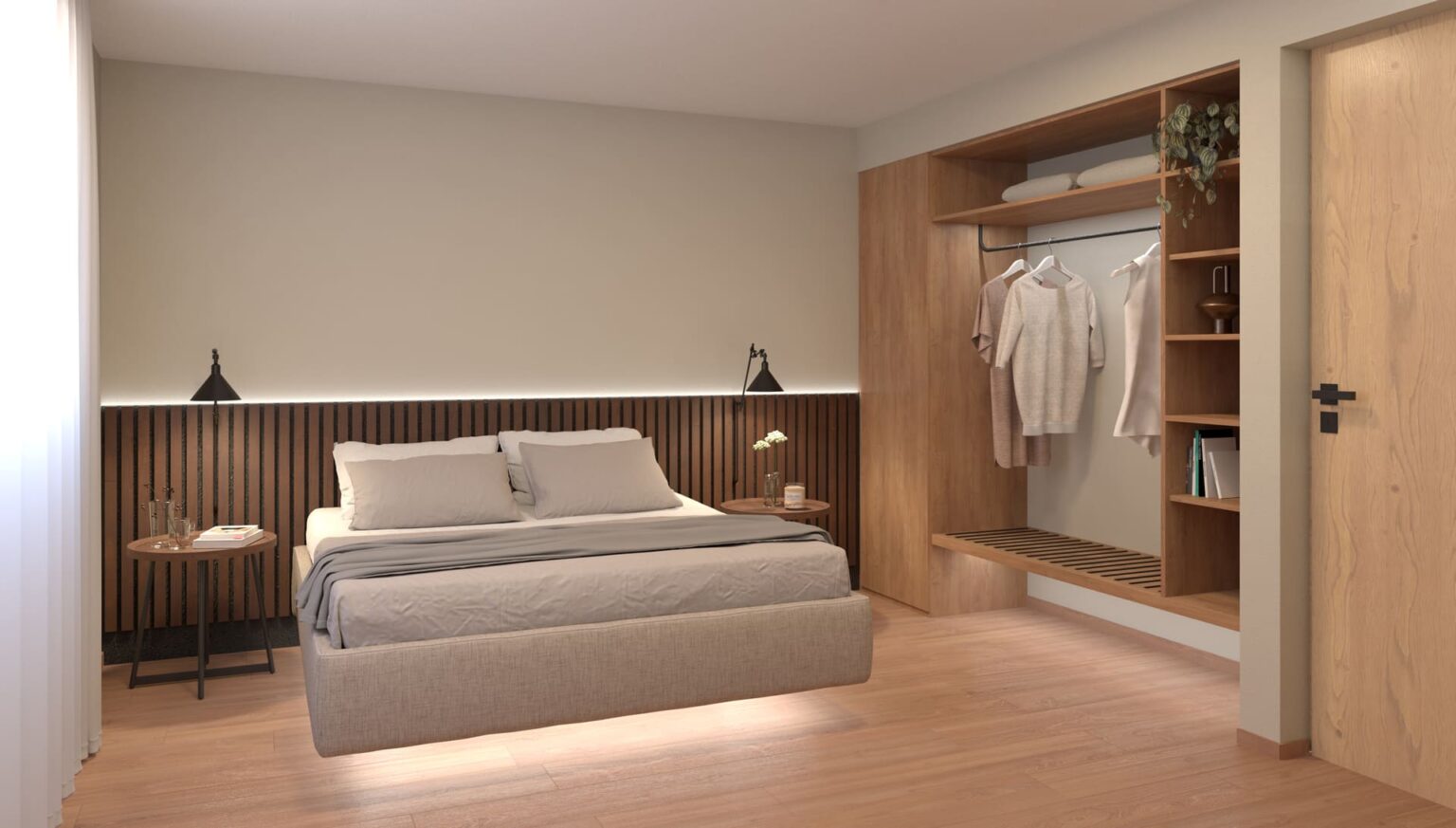Schlafzimmer in der luxuriösen Ferienwohnung in Bozen - Chalet mit Garten und Schwimmbad