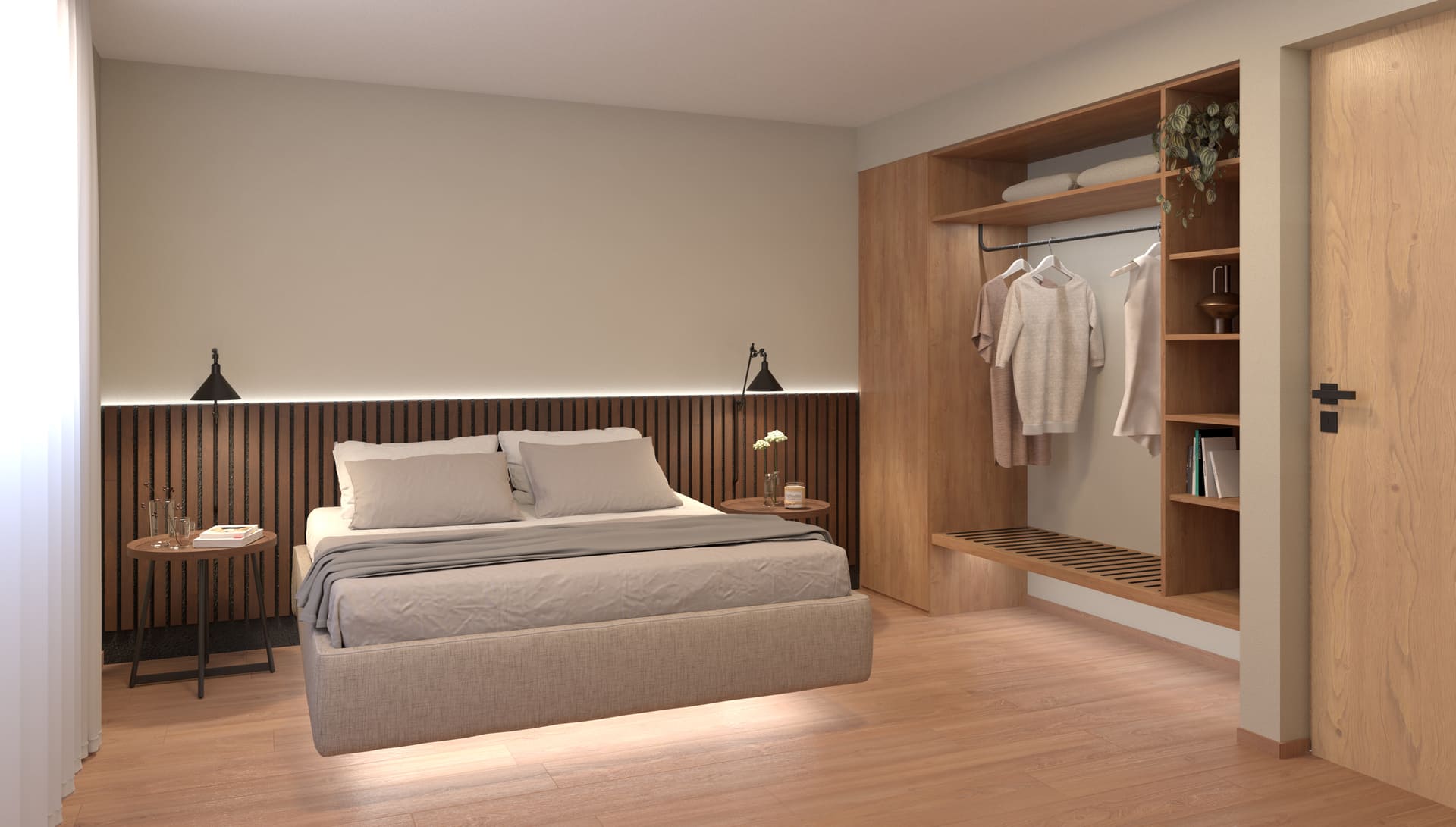Schlafzimmer in der luxuriösen Ferienwohnung in Bozen - Chalet mit Garten und Schwimmbad