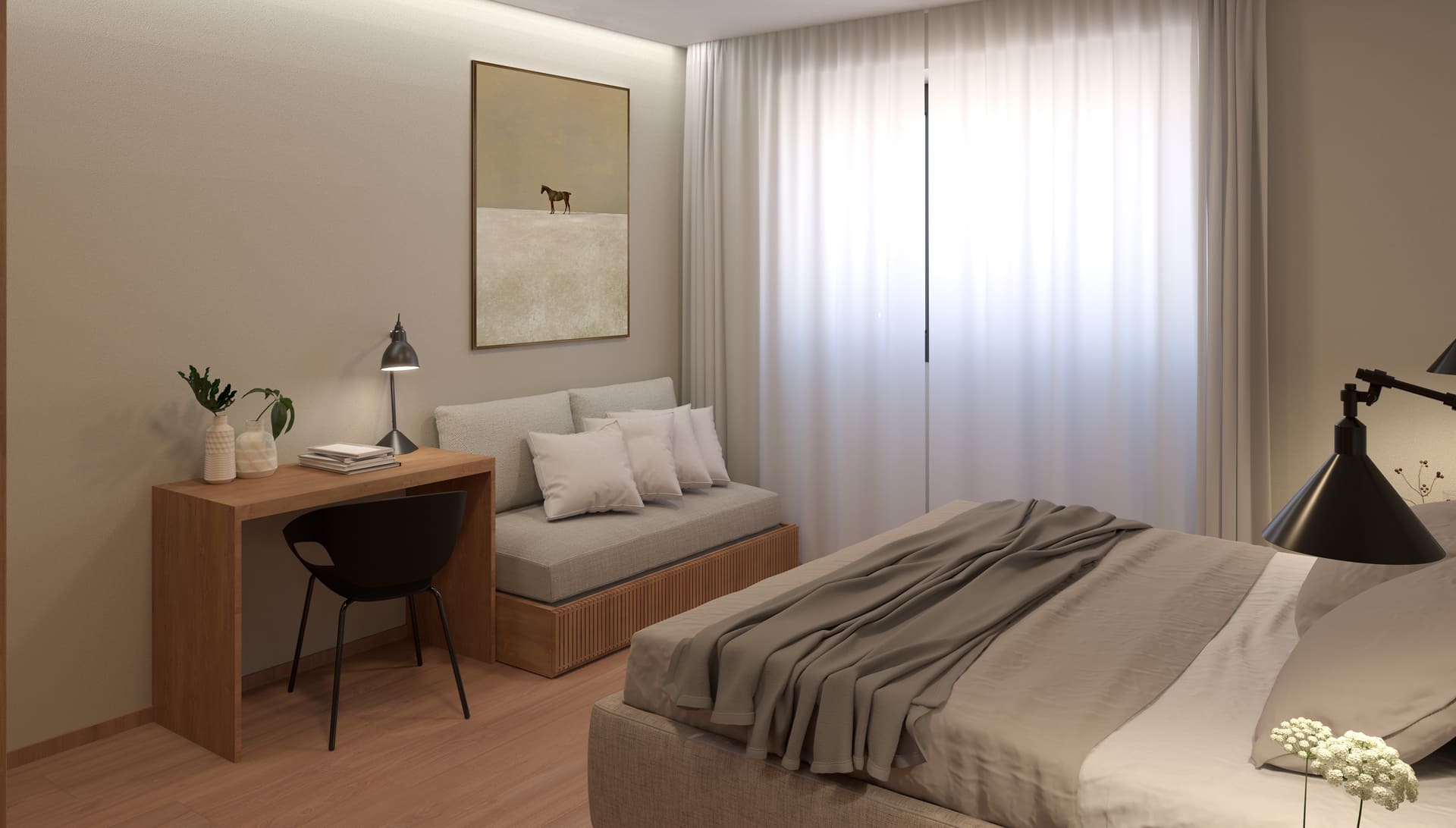 Schlafzimmer in der luxuriösen Ferienwohnung in Bozen - Chalet mit Garten und Schwimmbad